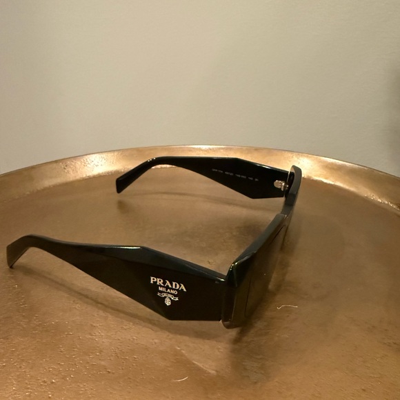 Prada Glossy Black Rectangular Sunglasses - Picture 3 of 5